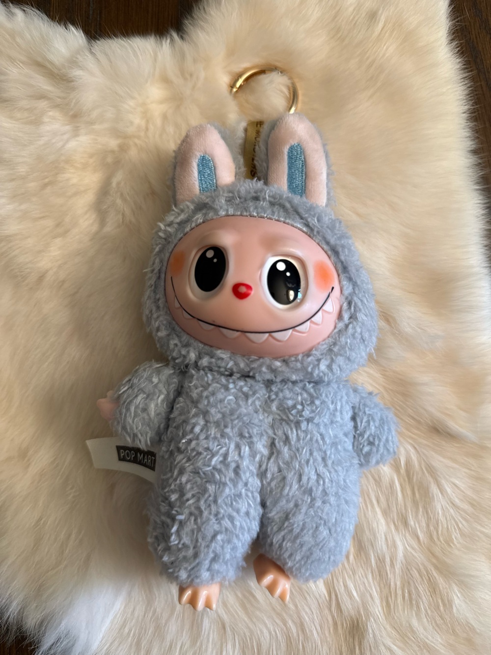 POP MART Authentic Labubu The Monsters Have A Seat Grey Plush Keychain